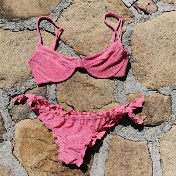 Juillet Lulu Shine Bikini Top Underwire Aurora Pink Shimmer NWT - Picture 14 of 16